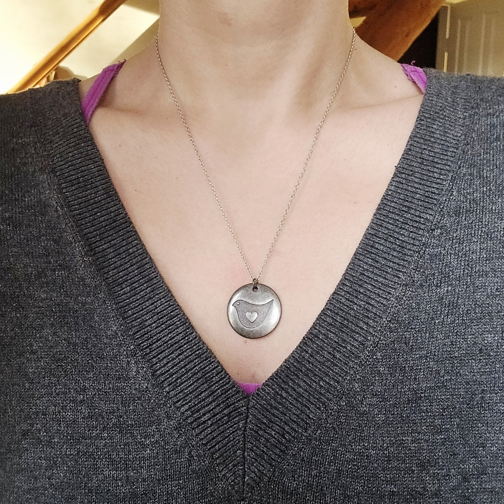 Vintage Bird Dove Heart Boho Bohemian Necklace